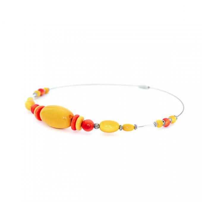 bijou original avec perles de tagua jaune et orange