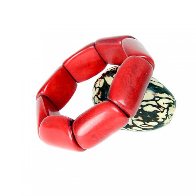 Bracelet chic et élégant en ivoire végétal rouge