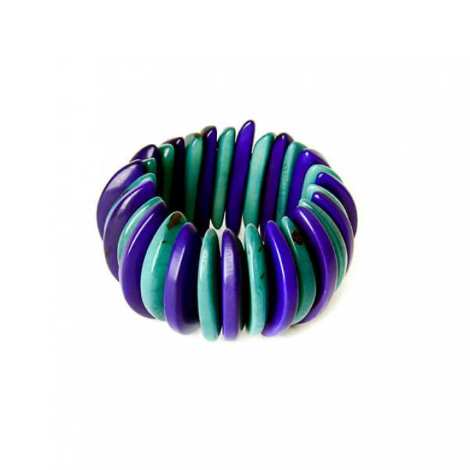 Bracelet de créateur en tagua couleur turquoise violet
