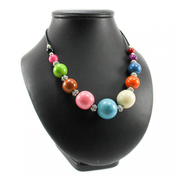 collier chic perles végétale multicolore