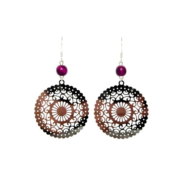 Boucles D'Oreilles Pendantes Style Bohème - Goutte Ajourée Argenté - Alliage - Neuf Avec Étiquettes