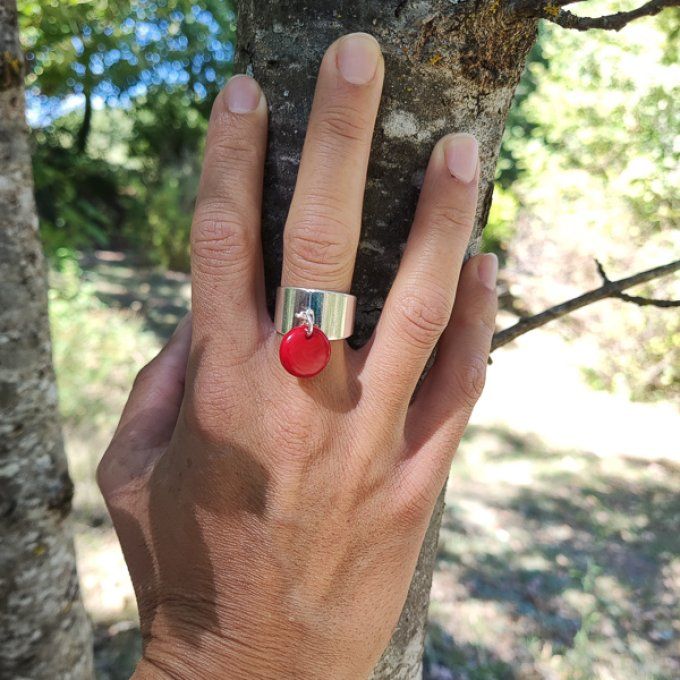 Bague pendentif rouge