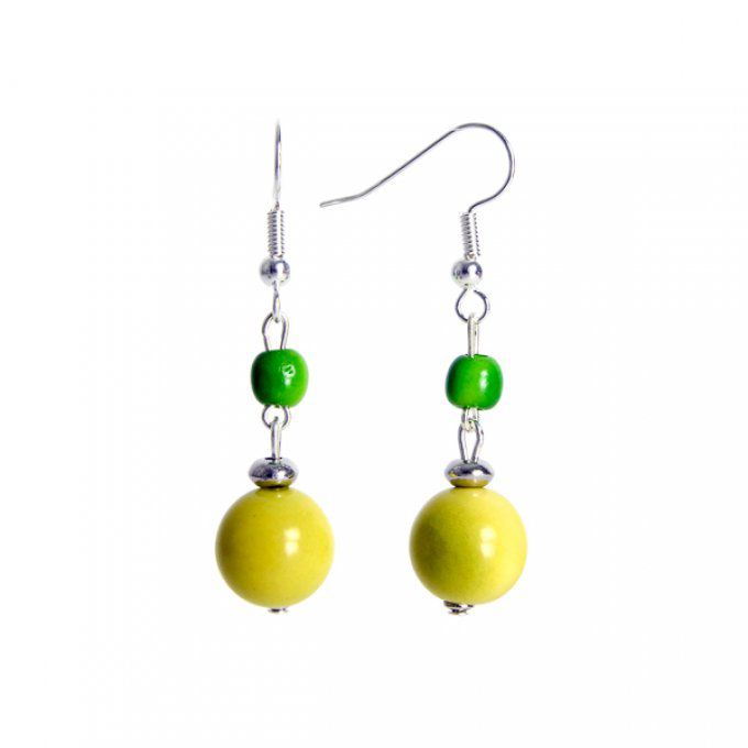 boucles d'oreilles chic et ethniques perles de tagua vert