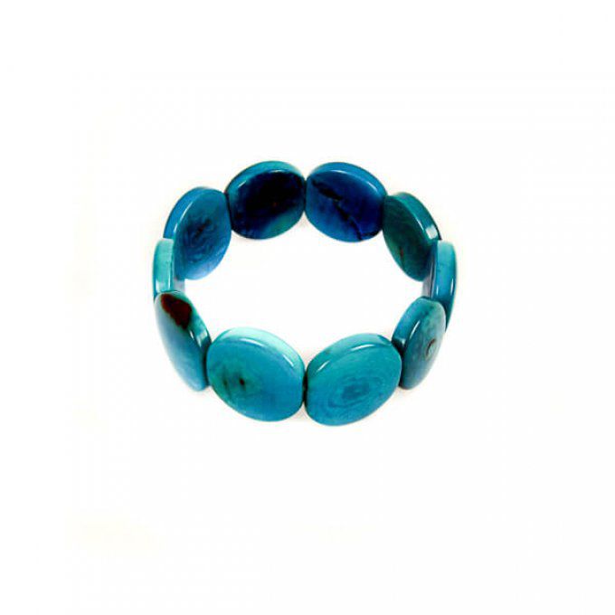 bracelet artisanal en ivoire végétal rond turquoise
