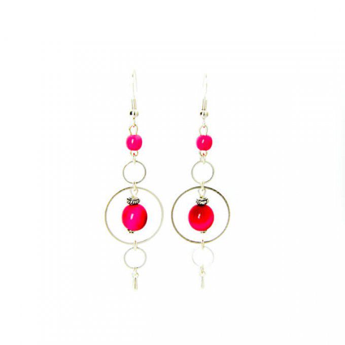 Boucles Douceur perles de tagua rose