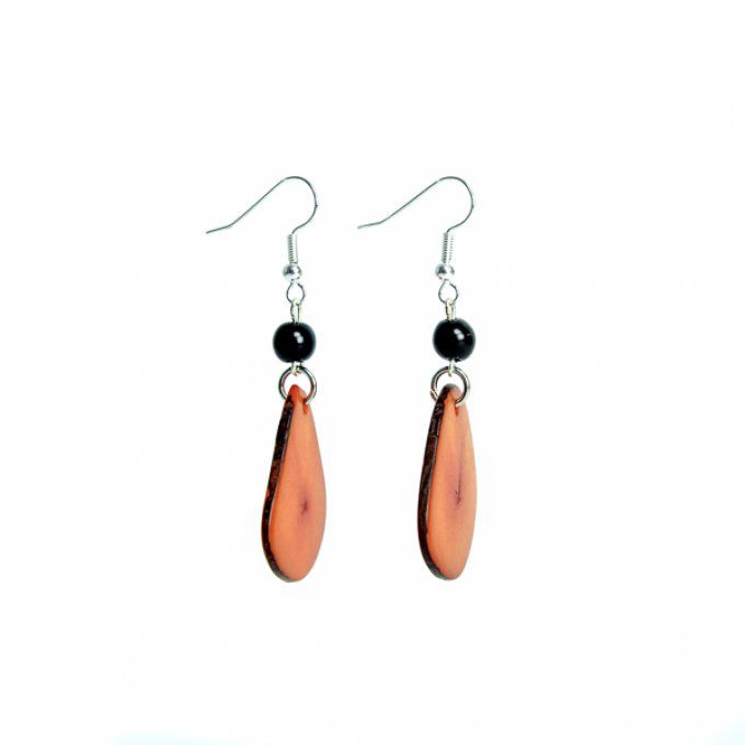 Boucles d'oreilles fantaisies originales en ivoire végétal orange