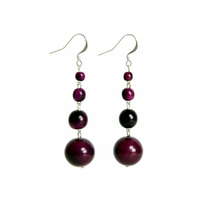 boucles d'oreilles perles naturelles en ivoire ivoire végétal violet