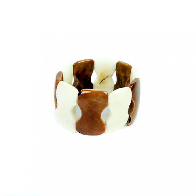 bracelet manchette écologique en tagua naturel et marron