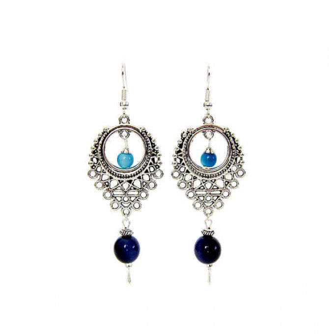 Boucles d'oreilles goutte bleu 