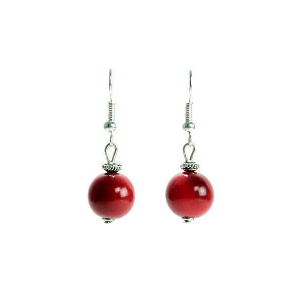 Perles simple d'ivoire végétal rouge