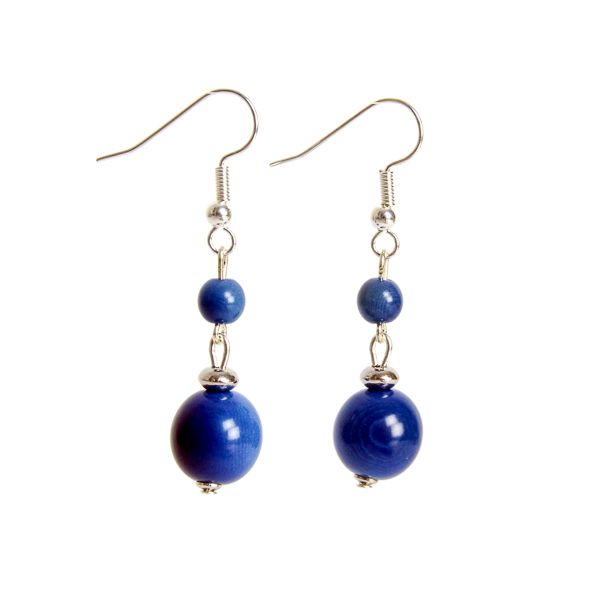 Duo de perles en ivoire végétal bleu marine