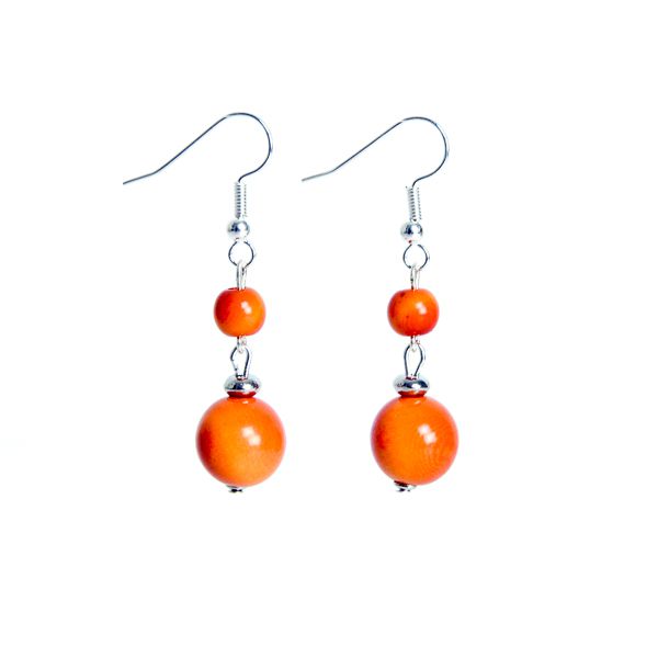 Duo de perles en ivoire végétal orange