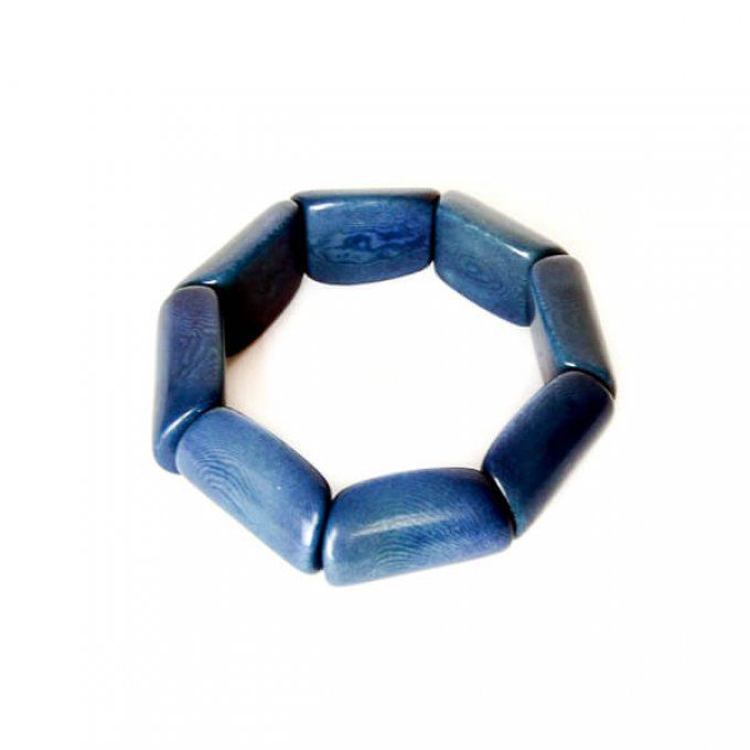Bracelet artisanal en tagua bleu