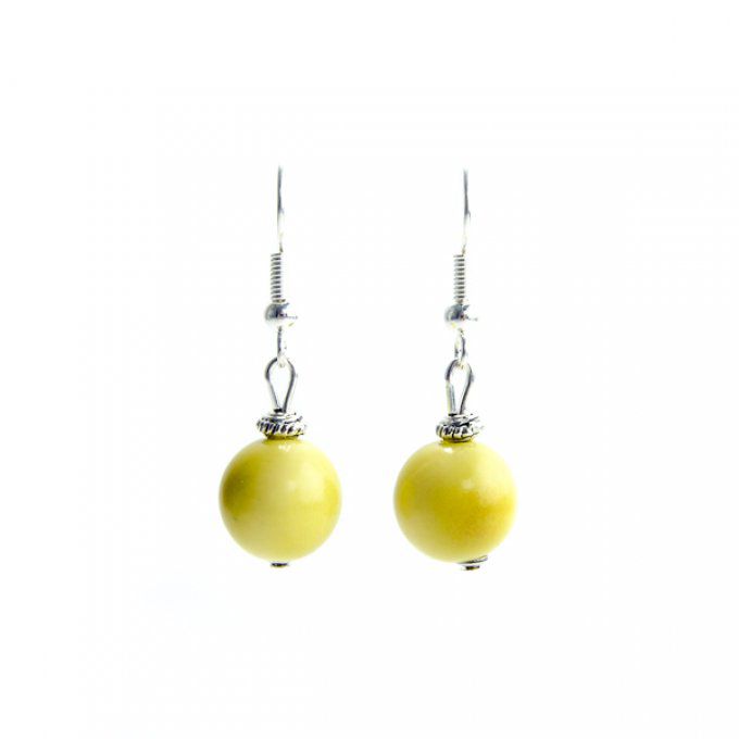 boucles d'oreilles artisanales avec perles de tagua vert citron