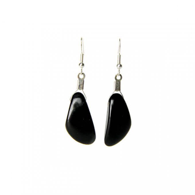 Boucles légère en tagua larme noir