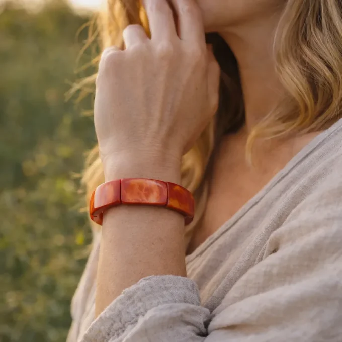 Bracelet Bohème en Tagua rouge