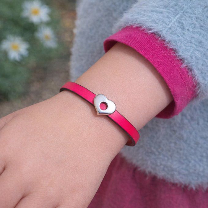 Bracelet CréaCuir Kids rose fluo