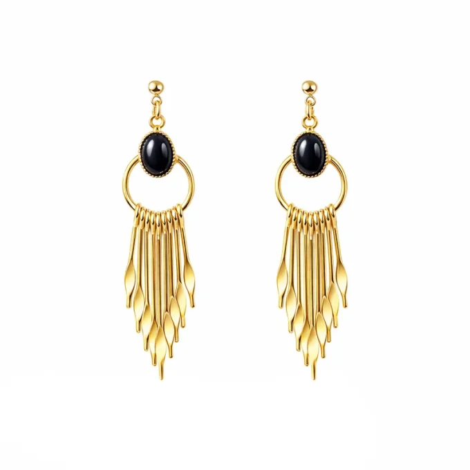 Boucles d'oreilles INDIA & Agate noire