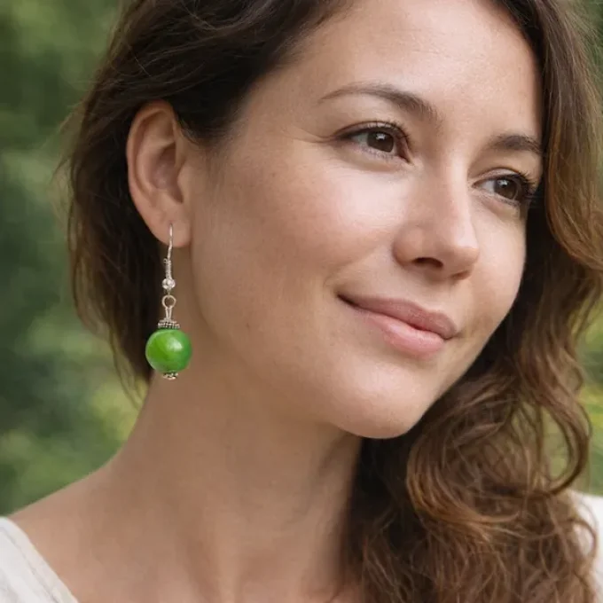 Perles simple d'ivoire végétal vert