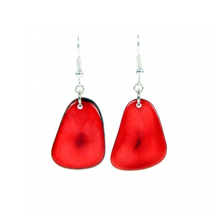 Boucles d'oreilles pétales d'ivoire végétal rouge