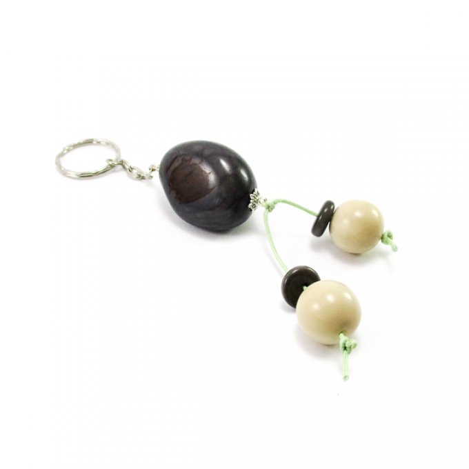 Porte-clé pendentif et perles d'ivoire végétal