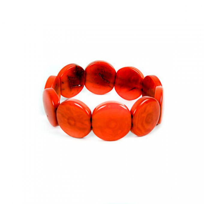bijoux tagua, bracelet fantaisie couleur orange