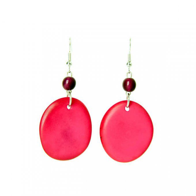 Boucles d'oreilles colorées pétales de tagua rose