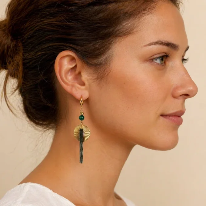 Boucles d'oreilles GAIA & Malachite