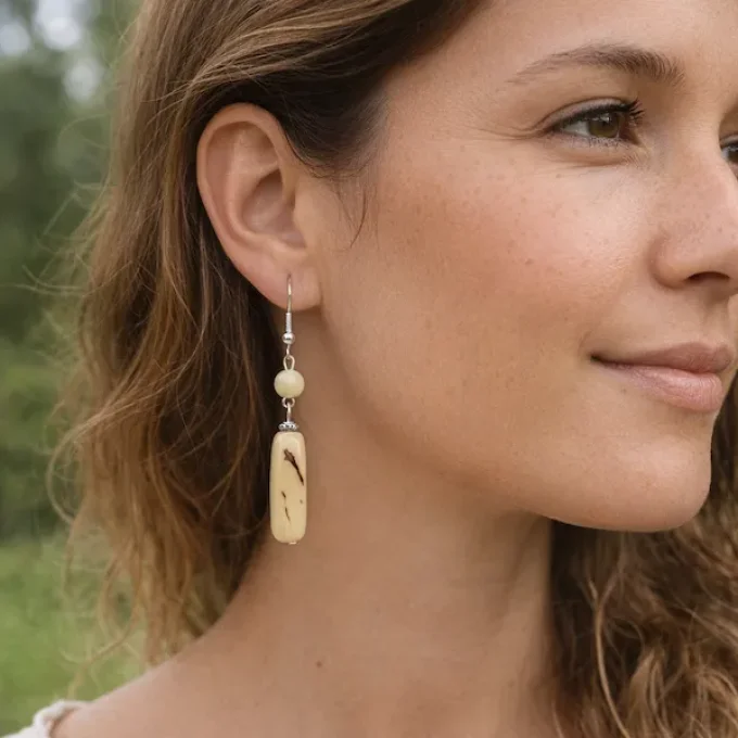 Perle et tube en ivoire végétal naturel