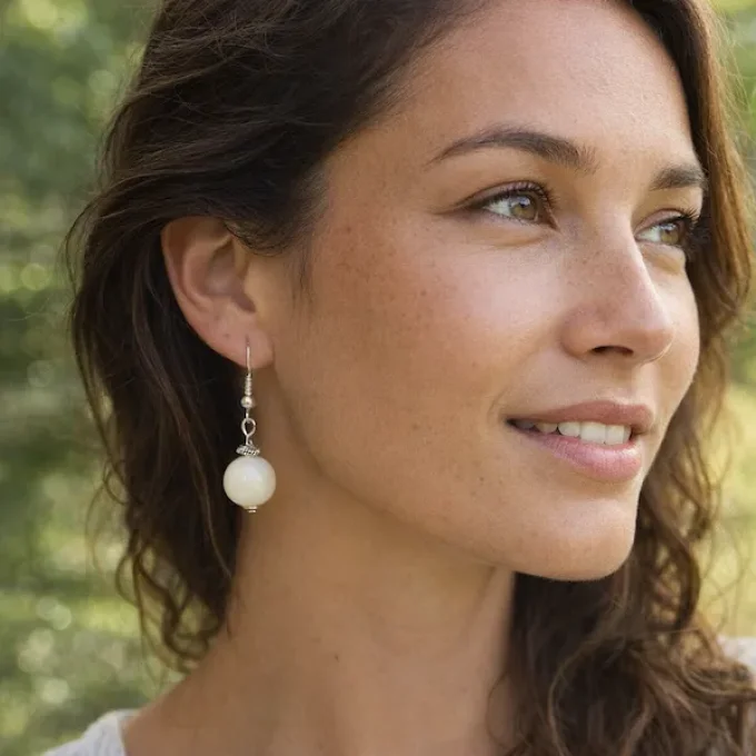 Boucles d'oreilles perle simple naturel