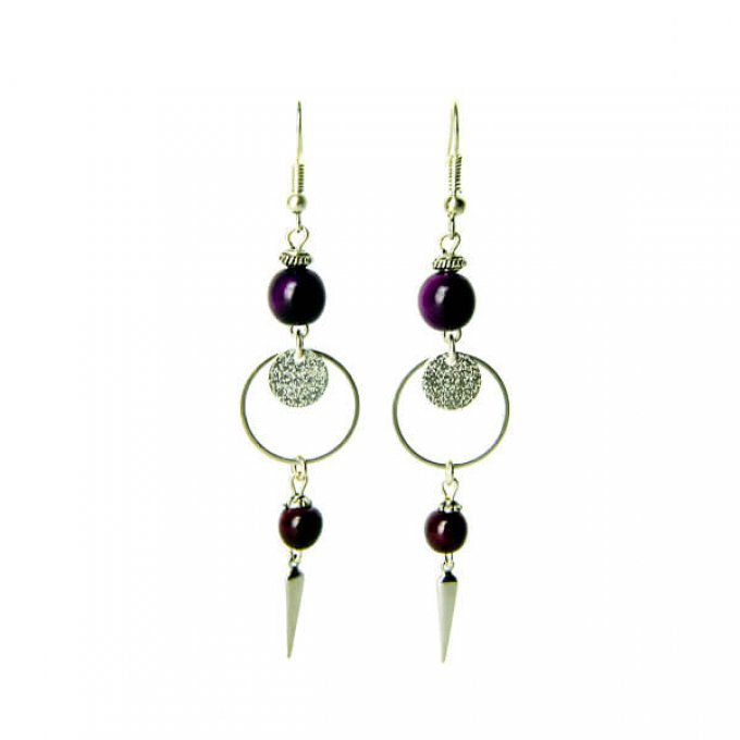 Bijou tendance perles de tagua violettes