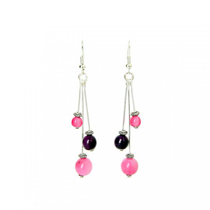 Boucles d'oreilles élégantes perles de tagua rose violet