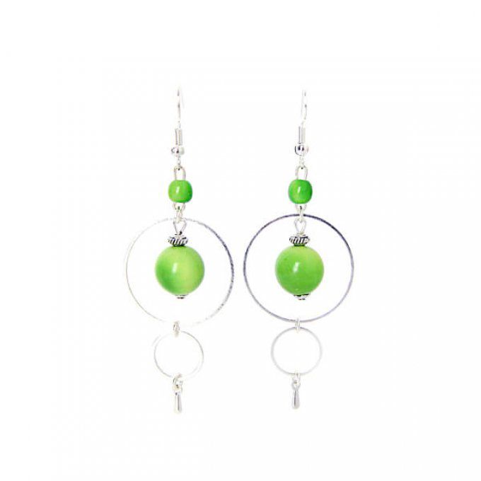 boucles d'oreilles Passion perles végétales vert