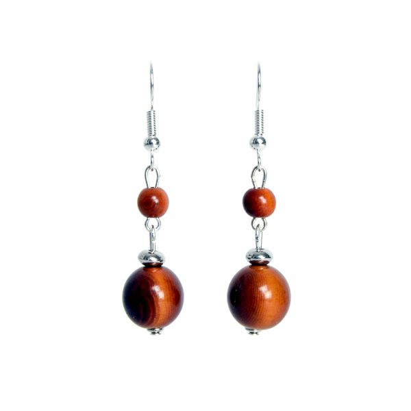 Duo de perles en ivoire végétal marron