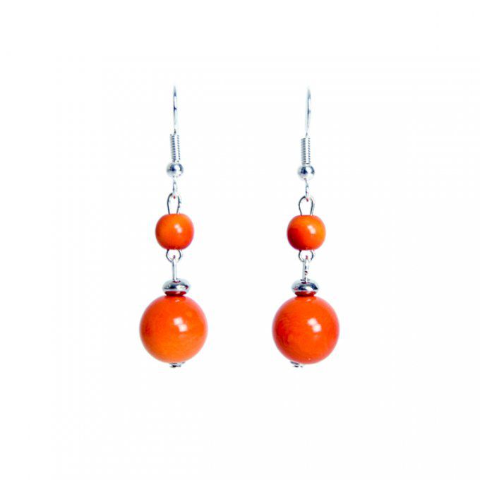 bijou d'oreilles chic perles naturelles végétales orange