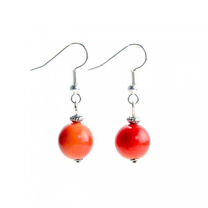 bijou d'oreilles fantaisie avec perle orange