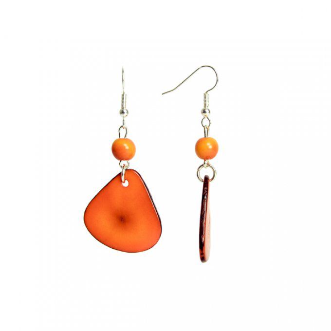 Boucles d'oreilles artisanales en tagua orange