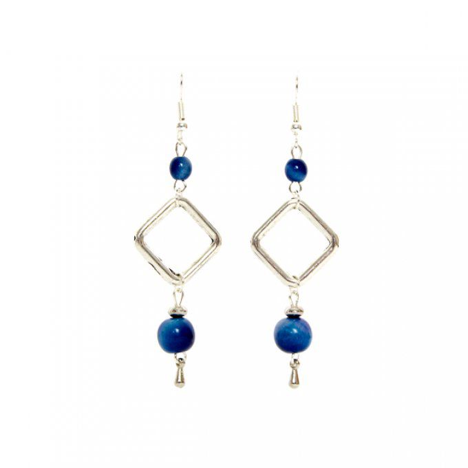 boucles d'oreilles made in France originales et pas cher perles bleues