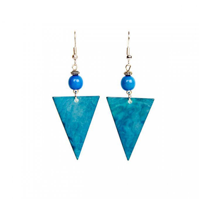 Bijou triangle turquoise en tagua
