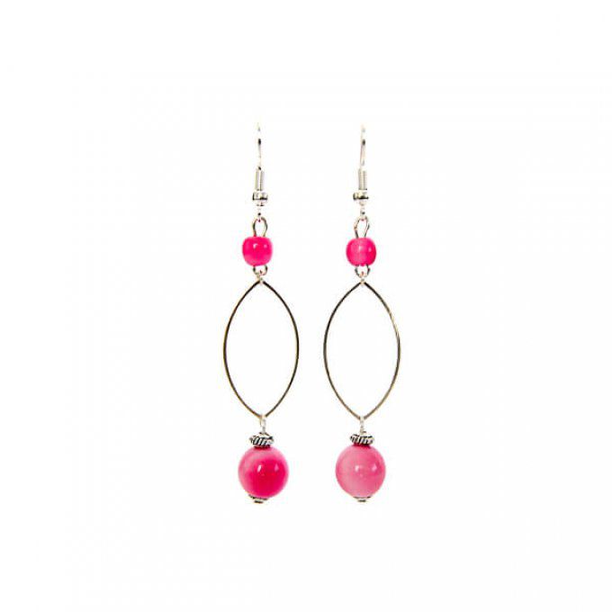 Boucles d'oreilles perles végétales rose