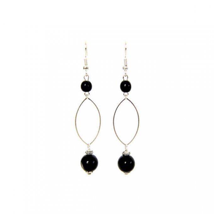 Boucles d'oreilles Délicate perles noir en tagua