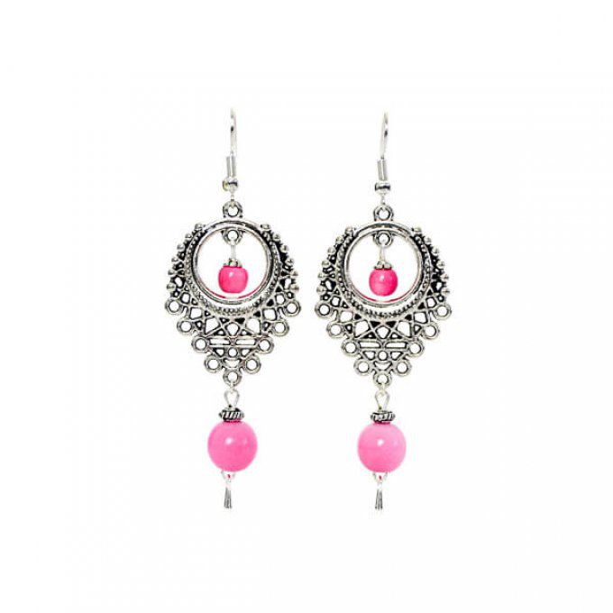 Boucles d'oreilles goutte poétique rose