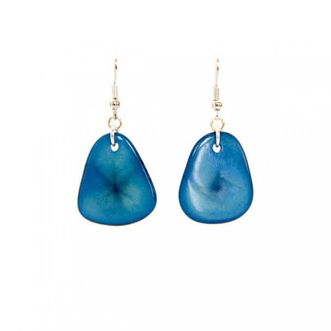 boucles d'oreilles pétales de tagua bleu turquoise