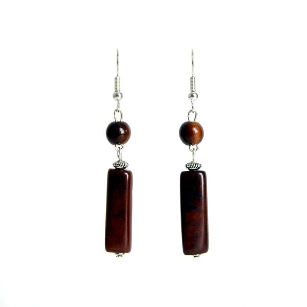 Perle et tube en ivoire végétal marron