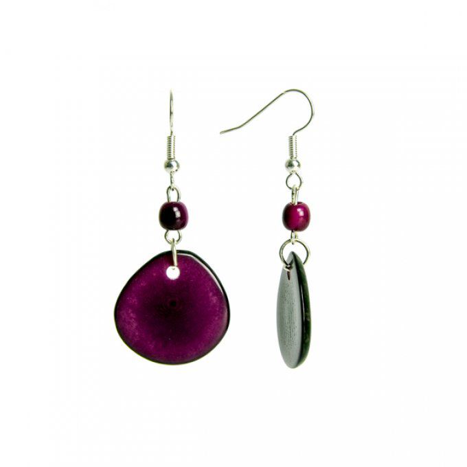 Boucles d'oreilles artisanales en tagua mauve