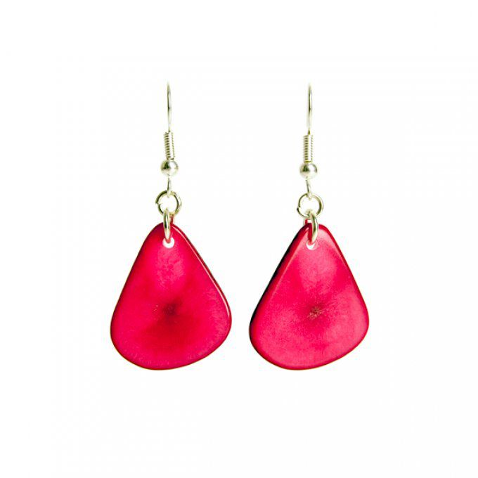 Boucles d'oreilles fantaisies artisanales rose fuchsia