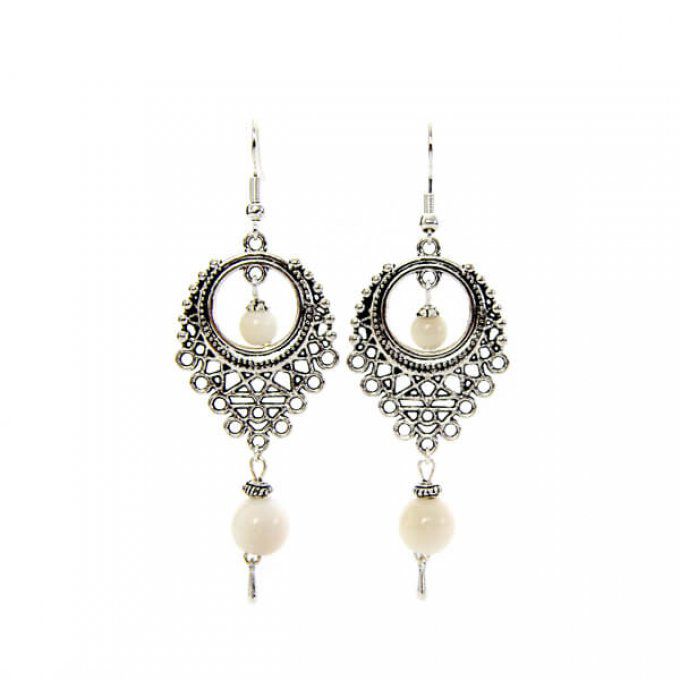 Boucles d'oreilles perles blanches naturelles