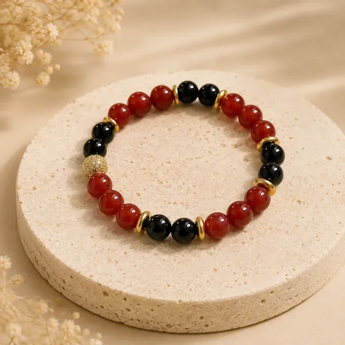 Bracelet Cornaline et Onyx noir