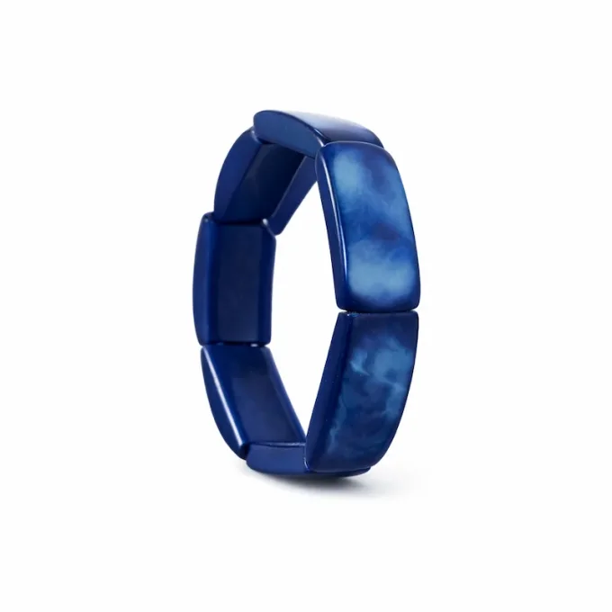 Bracelet Bohème en Tagua bleu marine