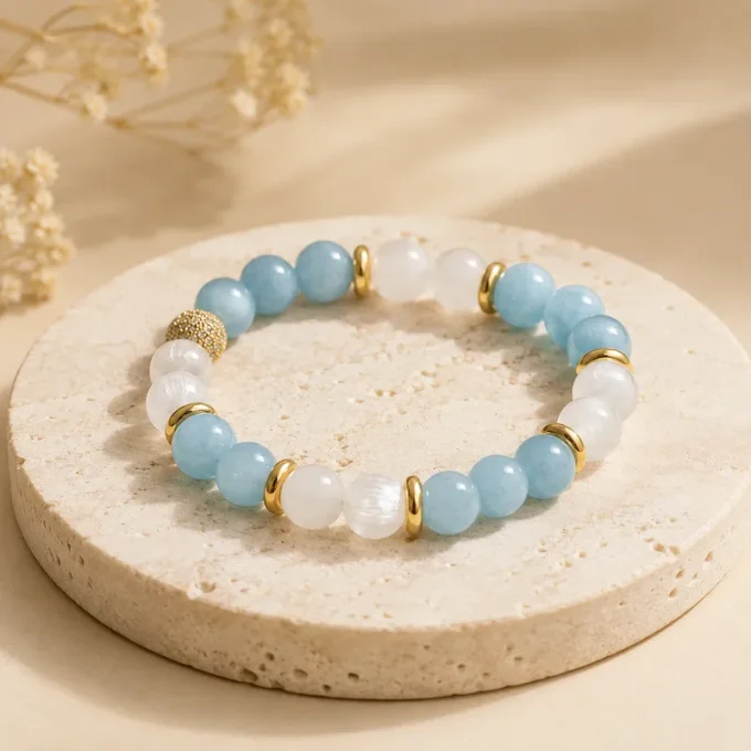 Bracelet Aigue Marine & Sélénite